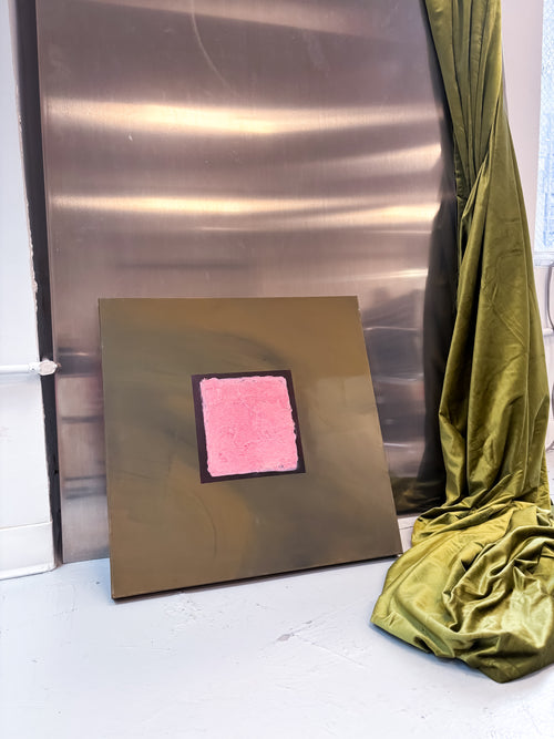 olive green acrylic painting by dane browne