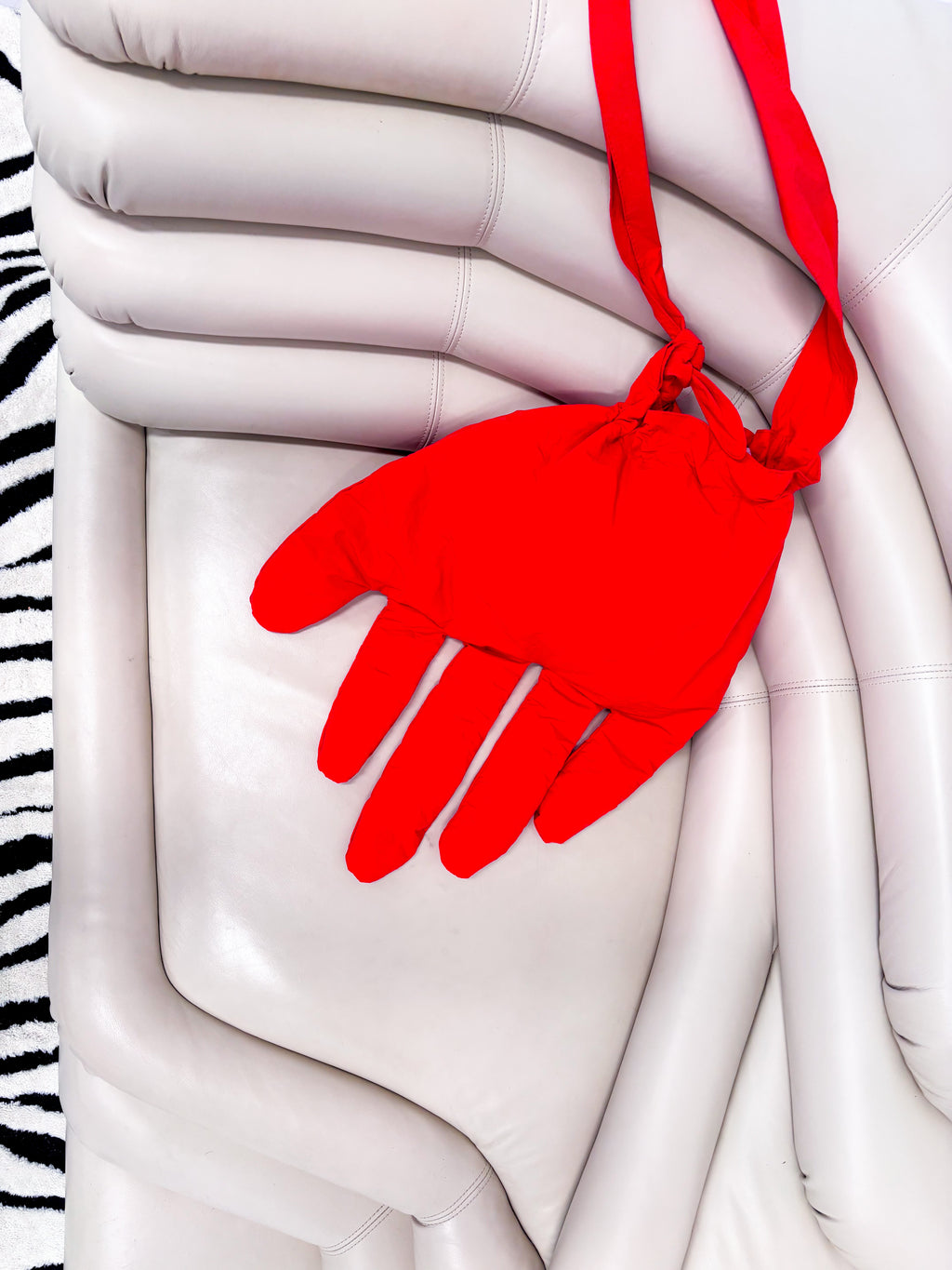 Hands off oversized red hand shaped bag by 13 concept shop 