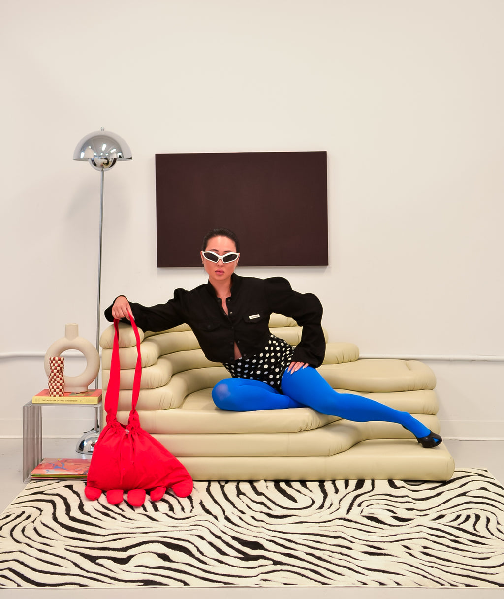 oversized red hand shaped bag by 13 concept shop 