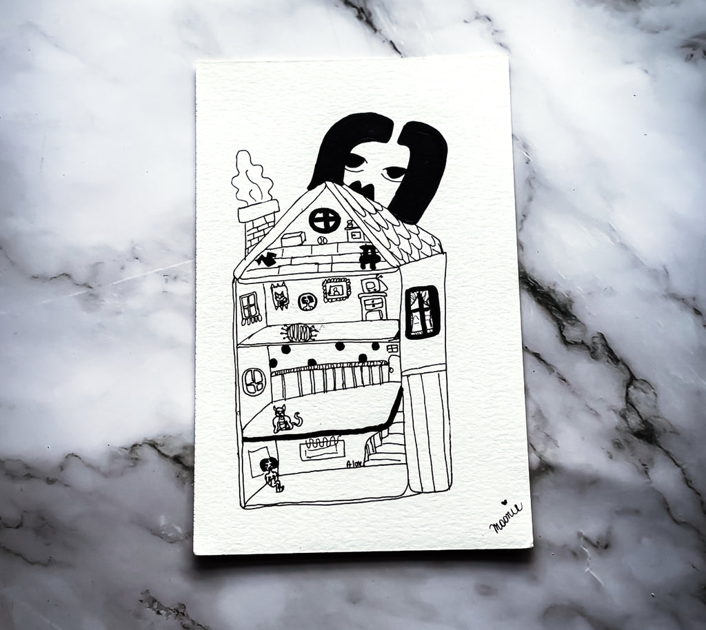 Moonie illustration on cold press paper 