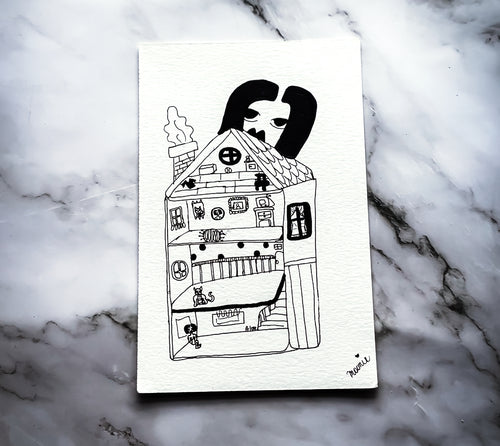 Moonie illustration on cold press paper 