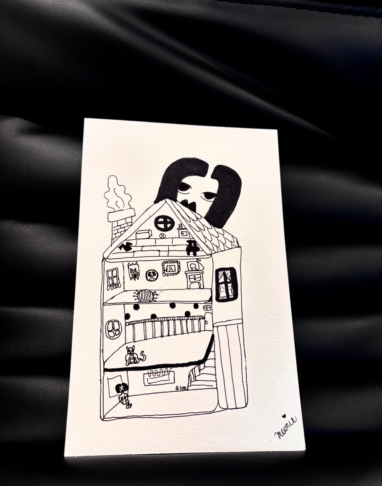 Moonie illustration on cold press paper 